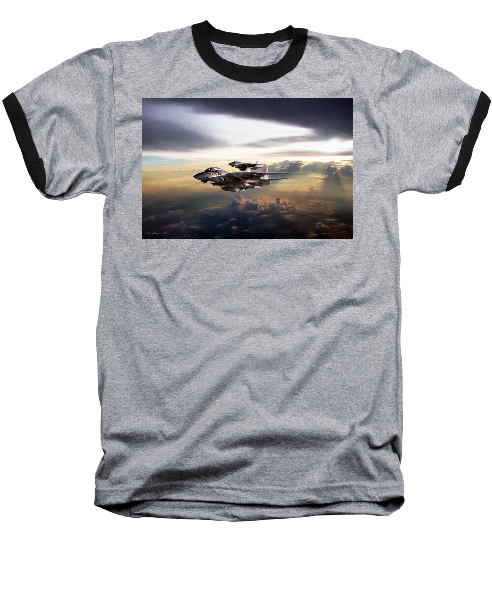 Aviation Baseball T-Shirt featuring the digital art Twilight's Last Gleaming by Peter Chilelli