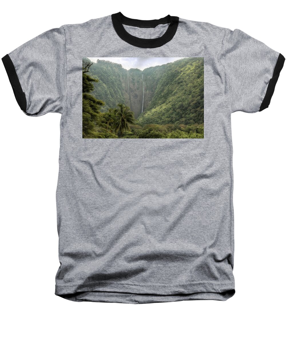 Waterfalls Baseball T-Shirt featuring the photograph Twin Waterfalls by Susan Rissi Tregoning