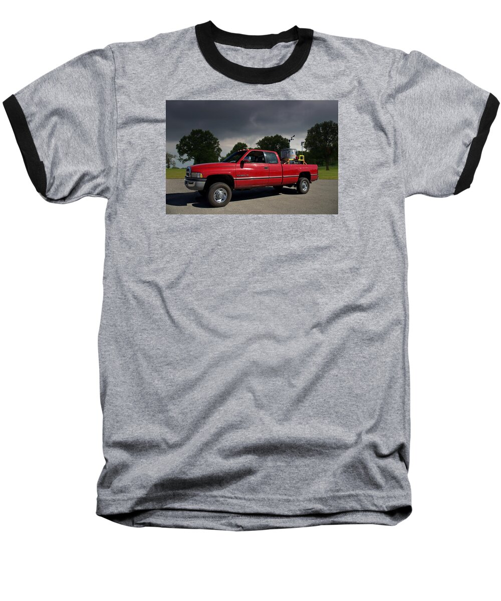 Twisters Baseball T-Shirt featuring the photograph Twisters Movie Pickup with Dorothy by Tim McCullough