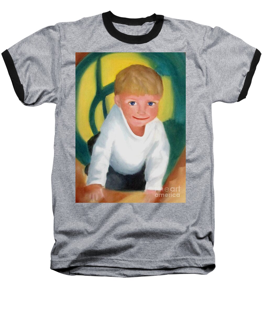 Boy Baseball T-Shirt featuring the painting Two and a half by Patricia Cleasby