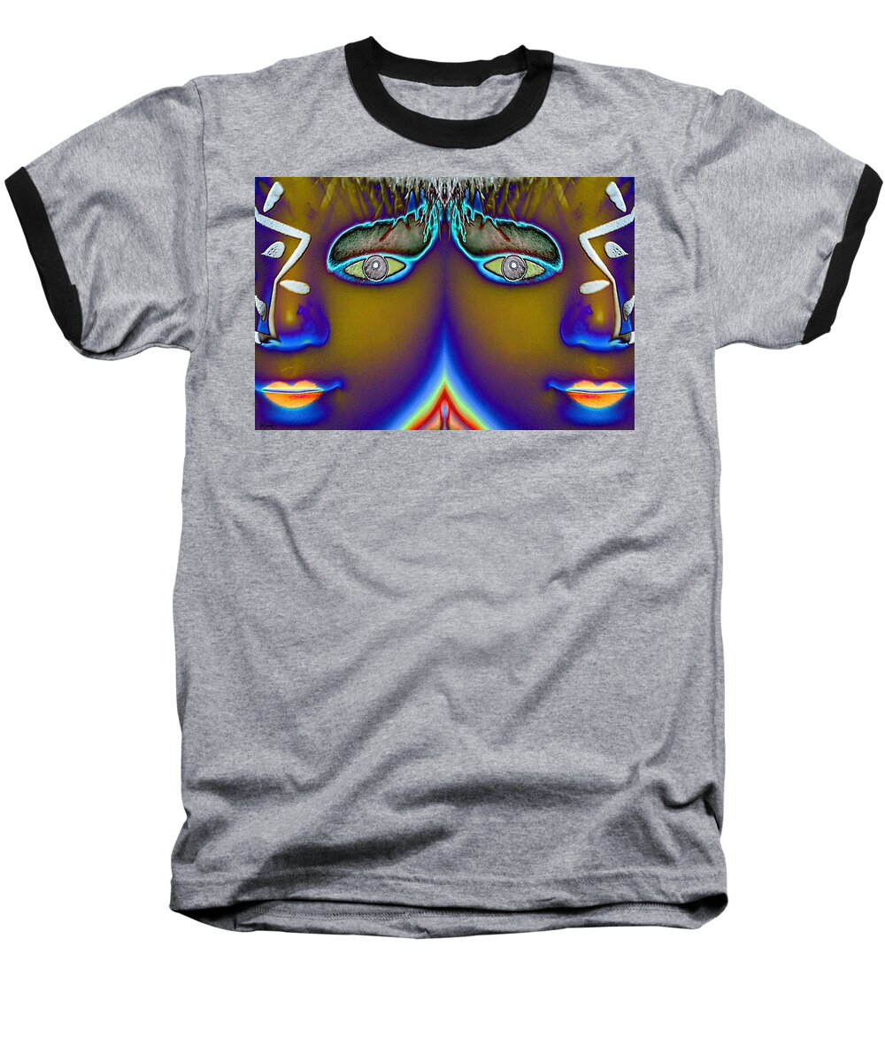 Face Baseball T-Shirt featuring the digital art Mirrored by Holly Ethan