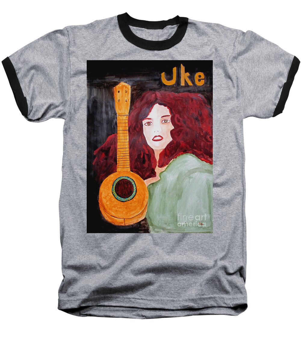 Watercolor Baseball T-Shirt featuring the painting Uke by Sandy McIntire