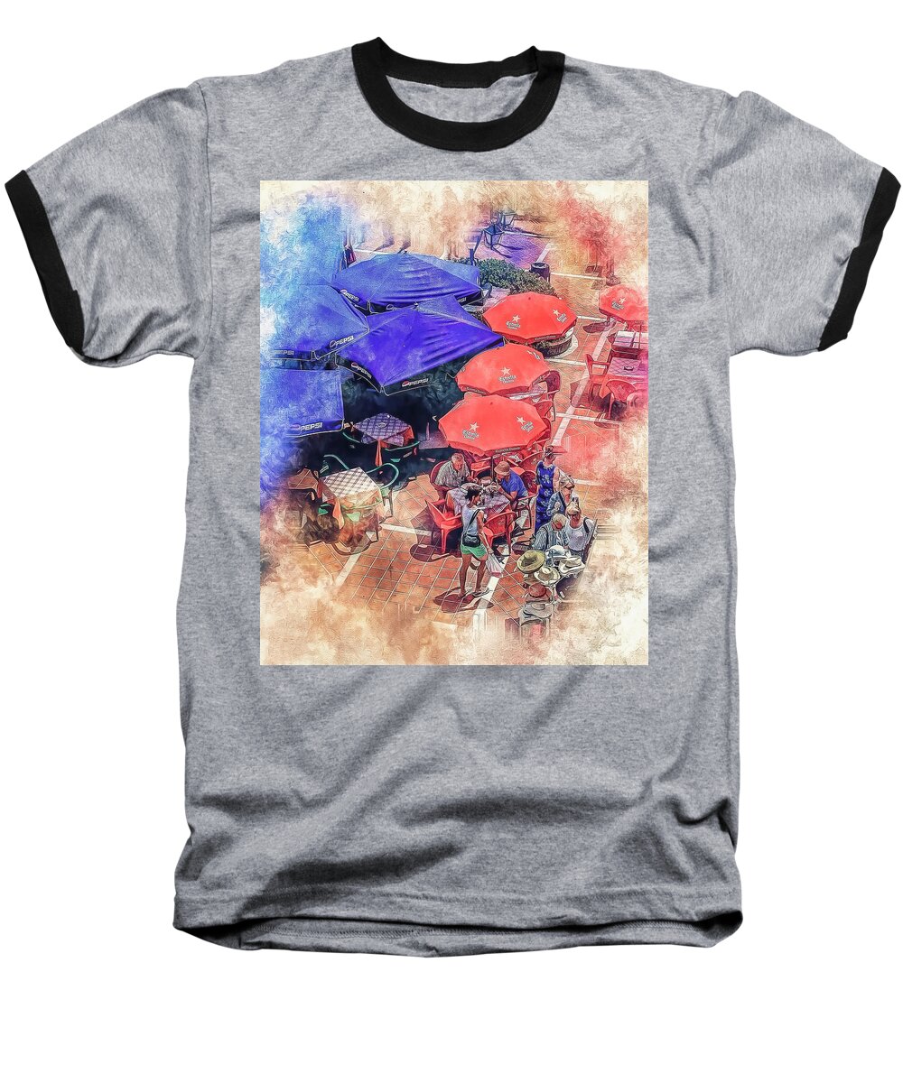 Umbrellas Baseball T-Shirt featuring the photograph Umbrellas by Brian Tarr