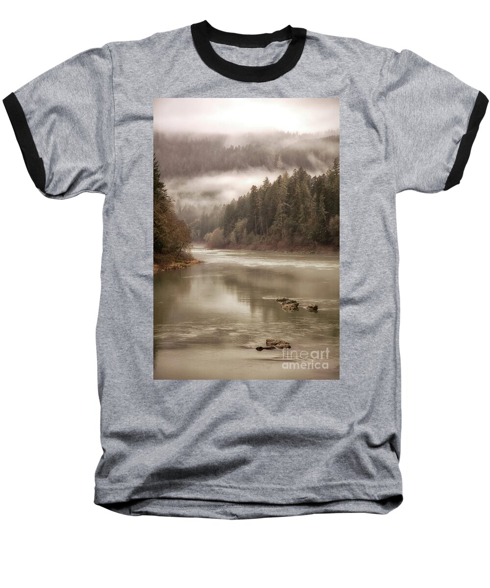 Umpqua Baseball T-Shirt featuring the photograph Umpqua River Fog by Timothy Johnson