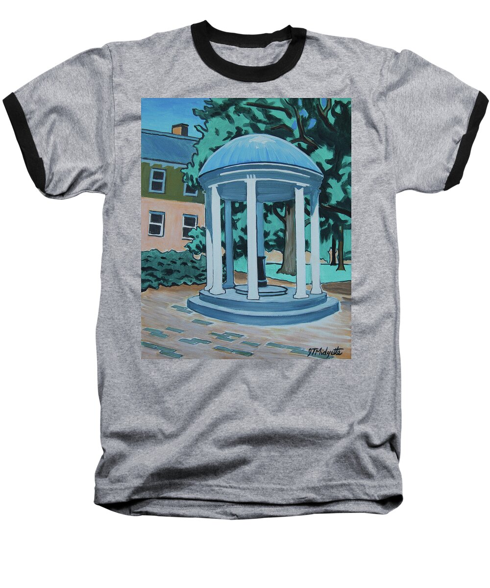 University Of North Carolina At Chapel Hill Baseball T-Shirt featuring the painting UNC Old Well by Tommy Midyette