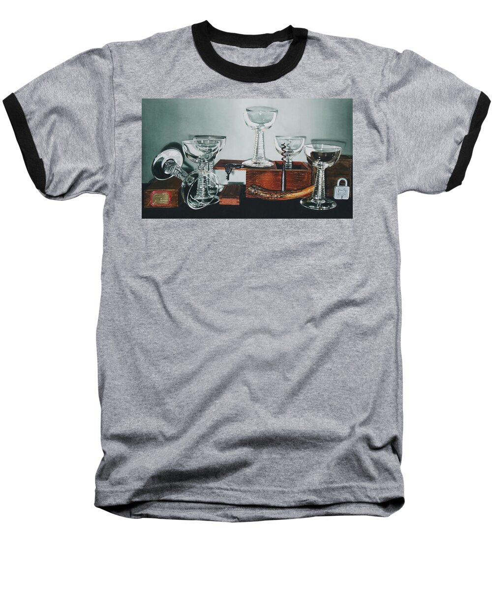 Glassware Baseball T-Shirt featuring the painting Under Lock and Key by Denny Bond