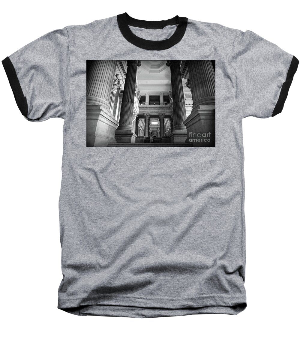 Palace Of Justice Baseball T-Shirt featuring the photograph Under the scaffolding of the Palace of Justice - Brussels by RicardMN Photography