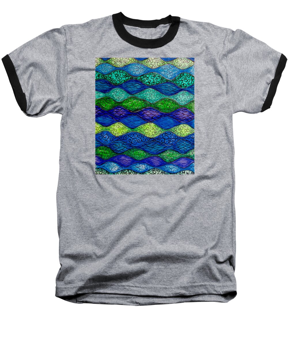 Abstracts Baseball T-Shirt featuring the drawing Underwater abstract 1 by Megan Walsh