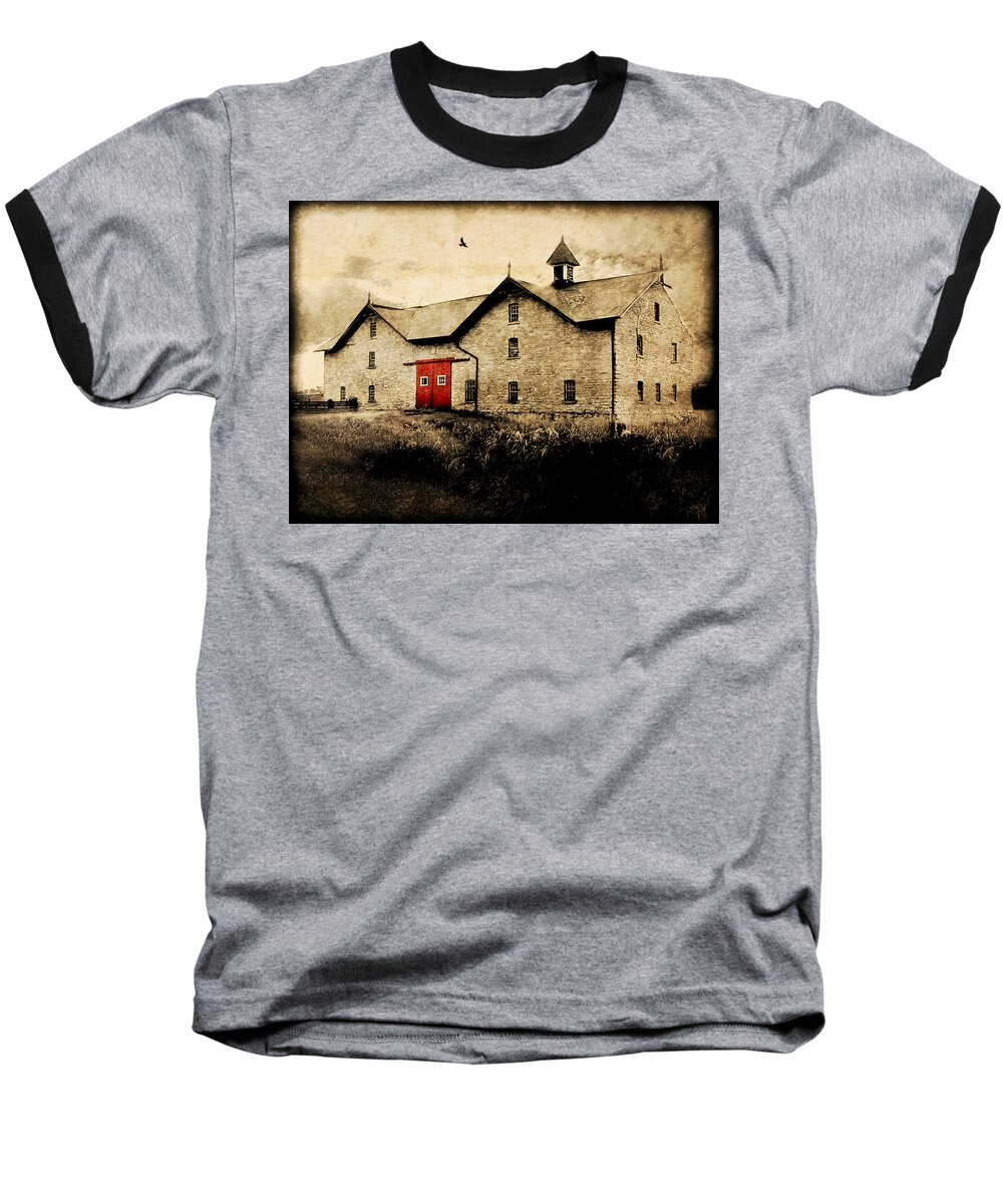 Brick Baseball T-Shirt featuring the photograph UNI Barn by Julie Hamilton