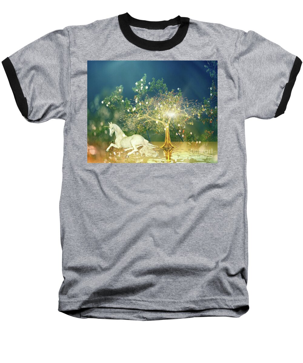 Unicorn Baseball T-Shirt featuring the digital art Unicorn Resting Series 2 by Digital Art Cafe