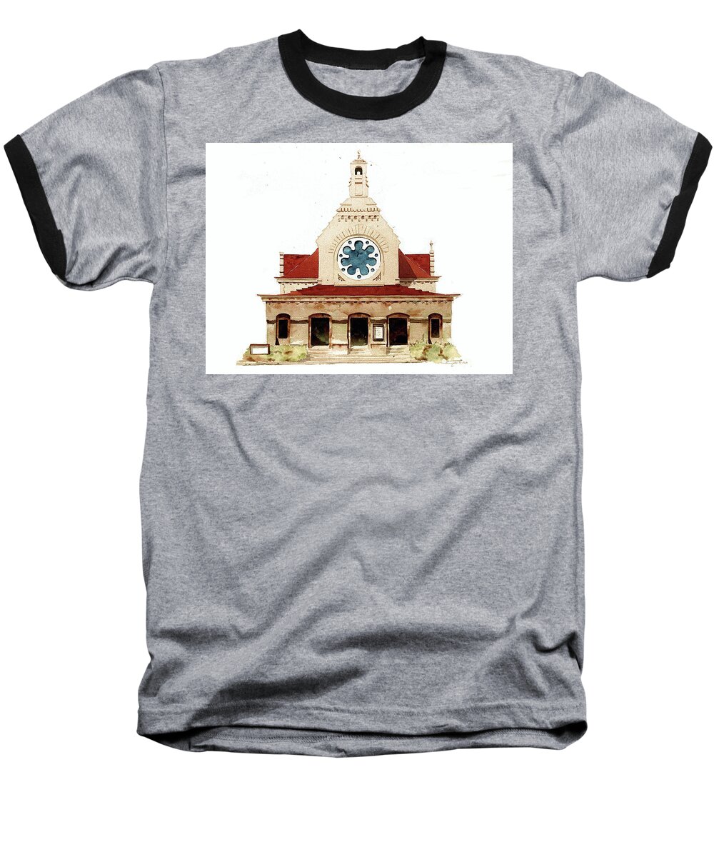 Furness Baseball T-Shirt featuring the painting Unitarian Church - F.Furness by William Renzulli