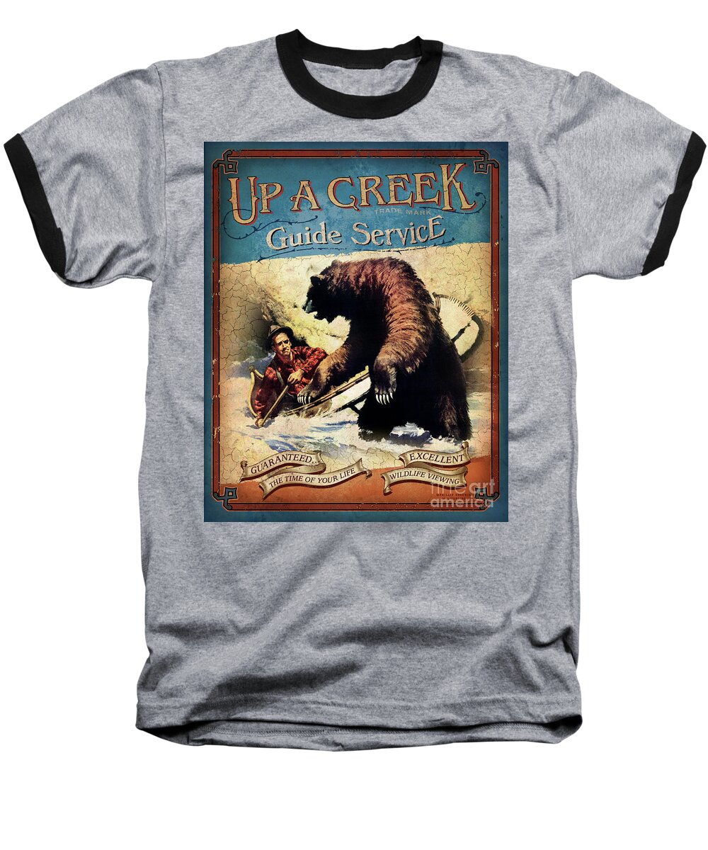 Jq Licensing Baseball T-Shirt featuring the painting Up A Creek 2 by JQ Licensing