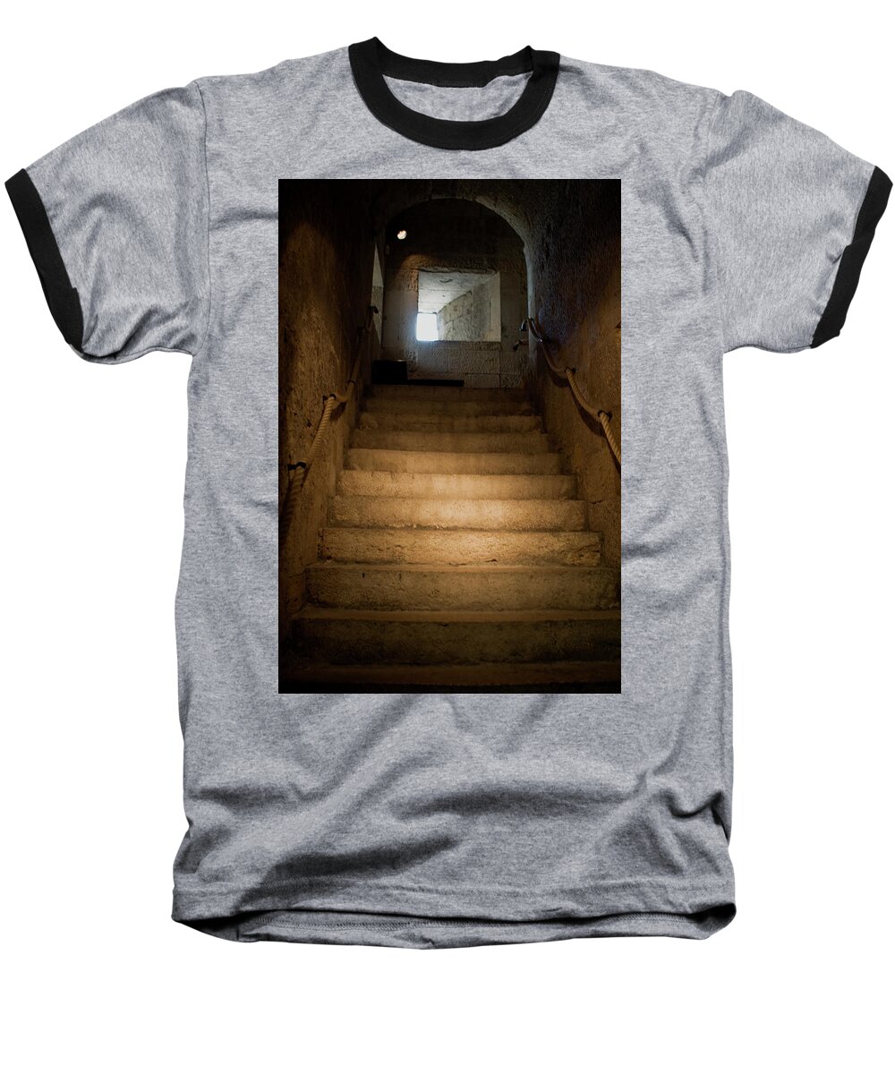  Baseball T-Shirt featuring the photograph Up The Ancient Stairs by Lorraine Devon Wilke