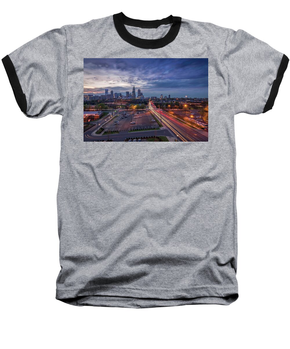 Charlotte Baseball T-Shirt featuring the photograph Uptown Charlotte Rush Hour by Serge Skiba