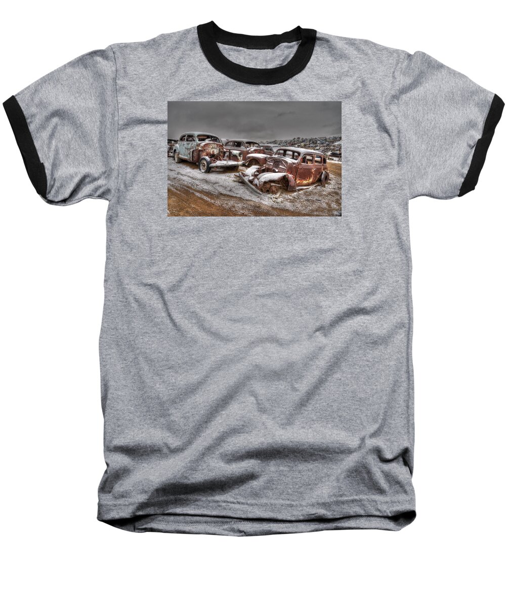 Salvage Yard Baseball T-Shirt featuring the photograph Used Up by Craig Incardone