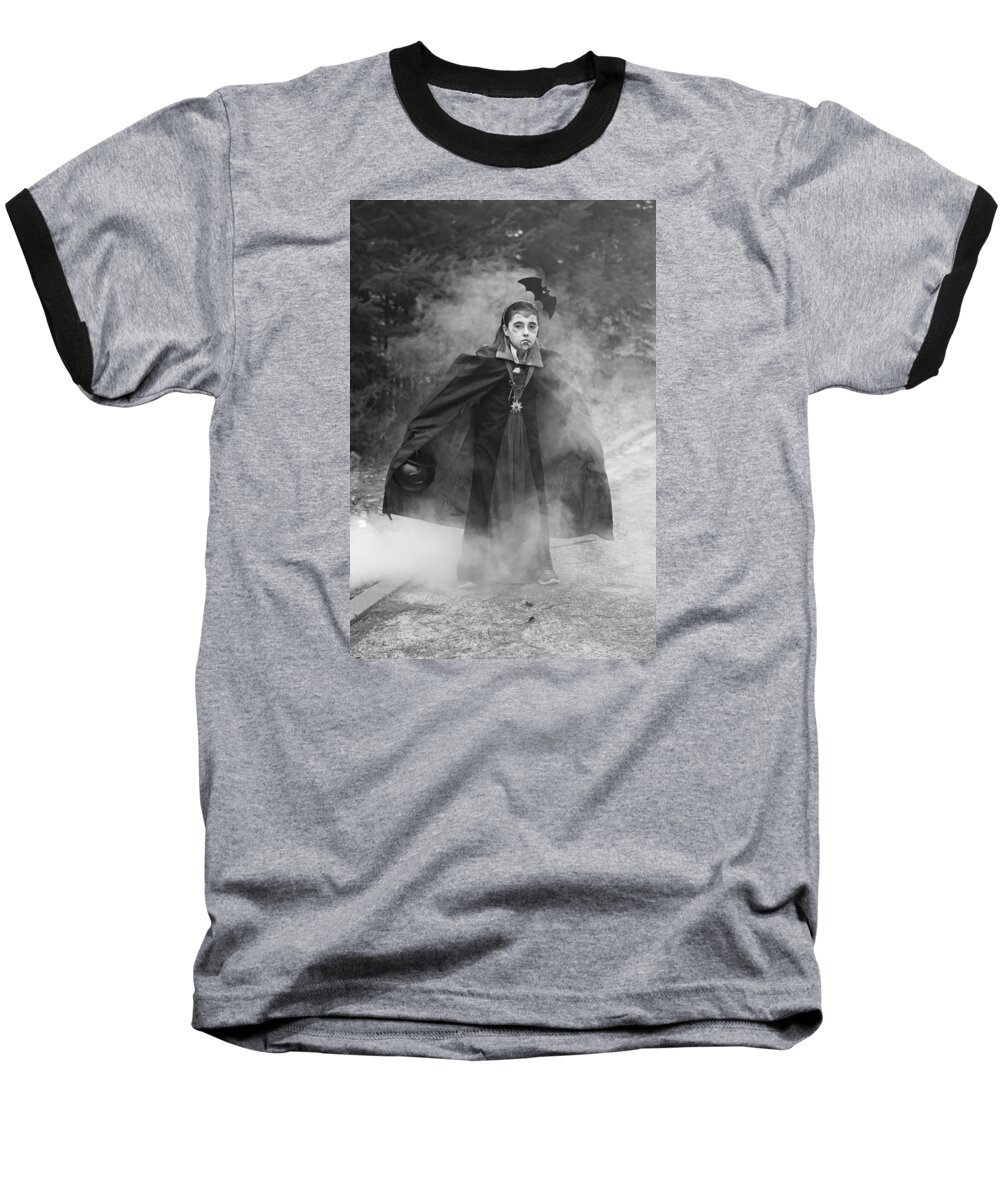 Halloween Baseball T-Shirt featuring the photograph Vampire in the Fog by Barbara West