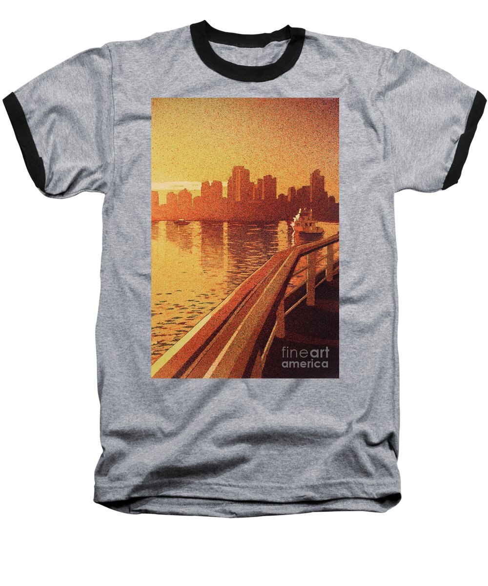 Automobile Baseball T-Shirt featuring the painting Vancouver Morning- BC by Ryan Fox
