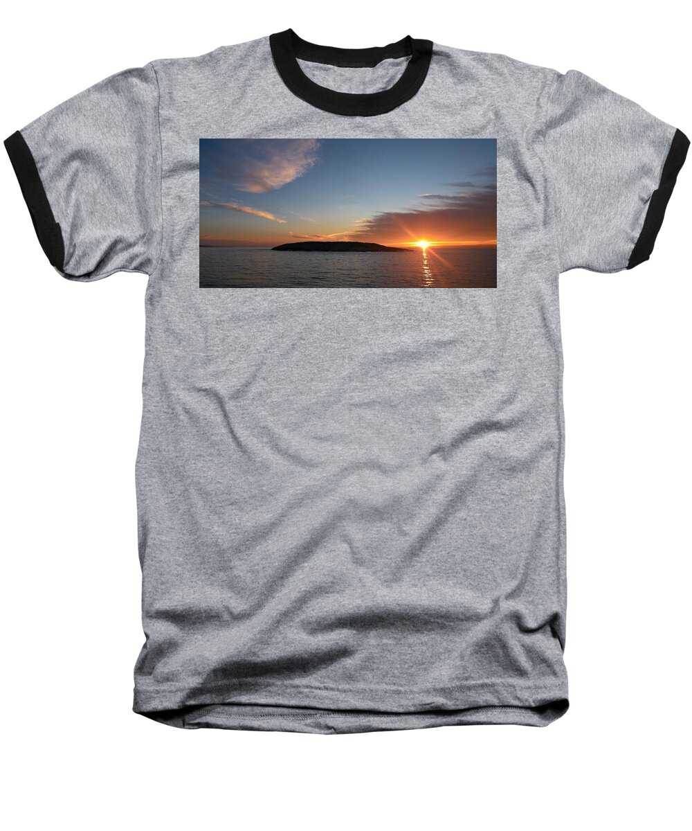 Lehtokukka Baseball T-Shirt featuring the photograph Variations of Sunsets at Gulf of Bothnia 3 by Jouko Lehto