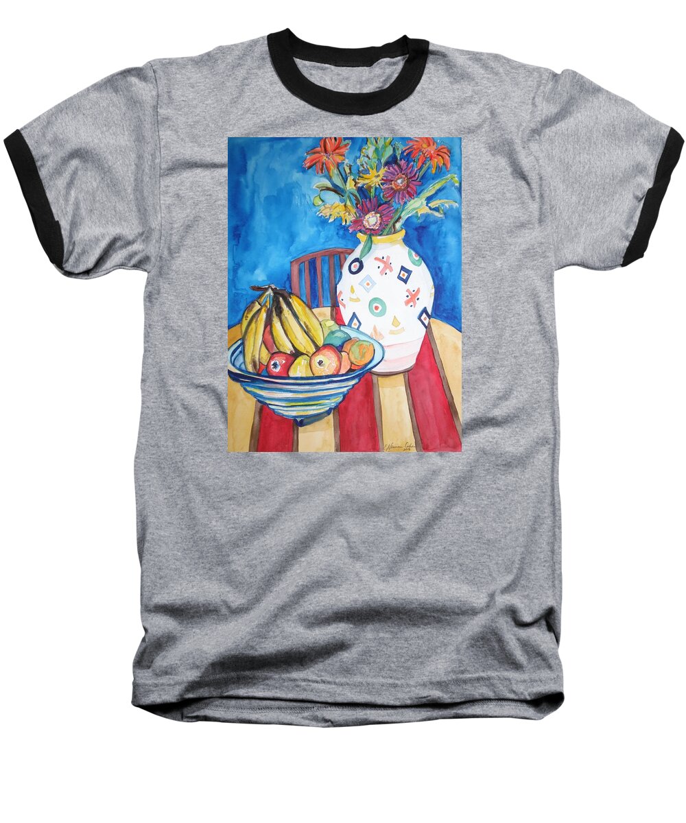 Vase And Bowl Baseball T-Shirt featuring the painting Vase and Bowl by Esther Newman-Cohen