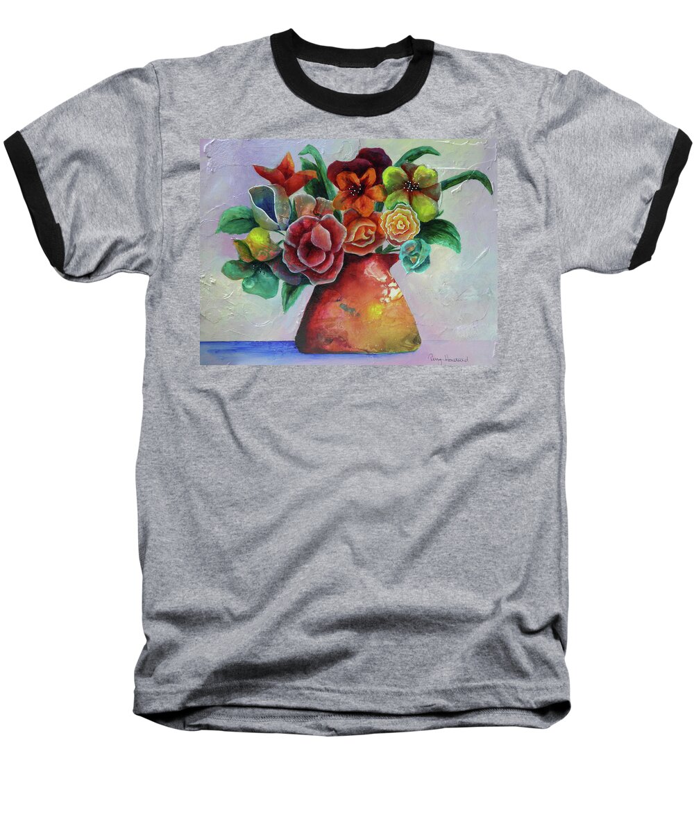 Flowers Baseball T-Shirt featuring the painting Vase Full of Peace and Delight by Terry Honstead