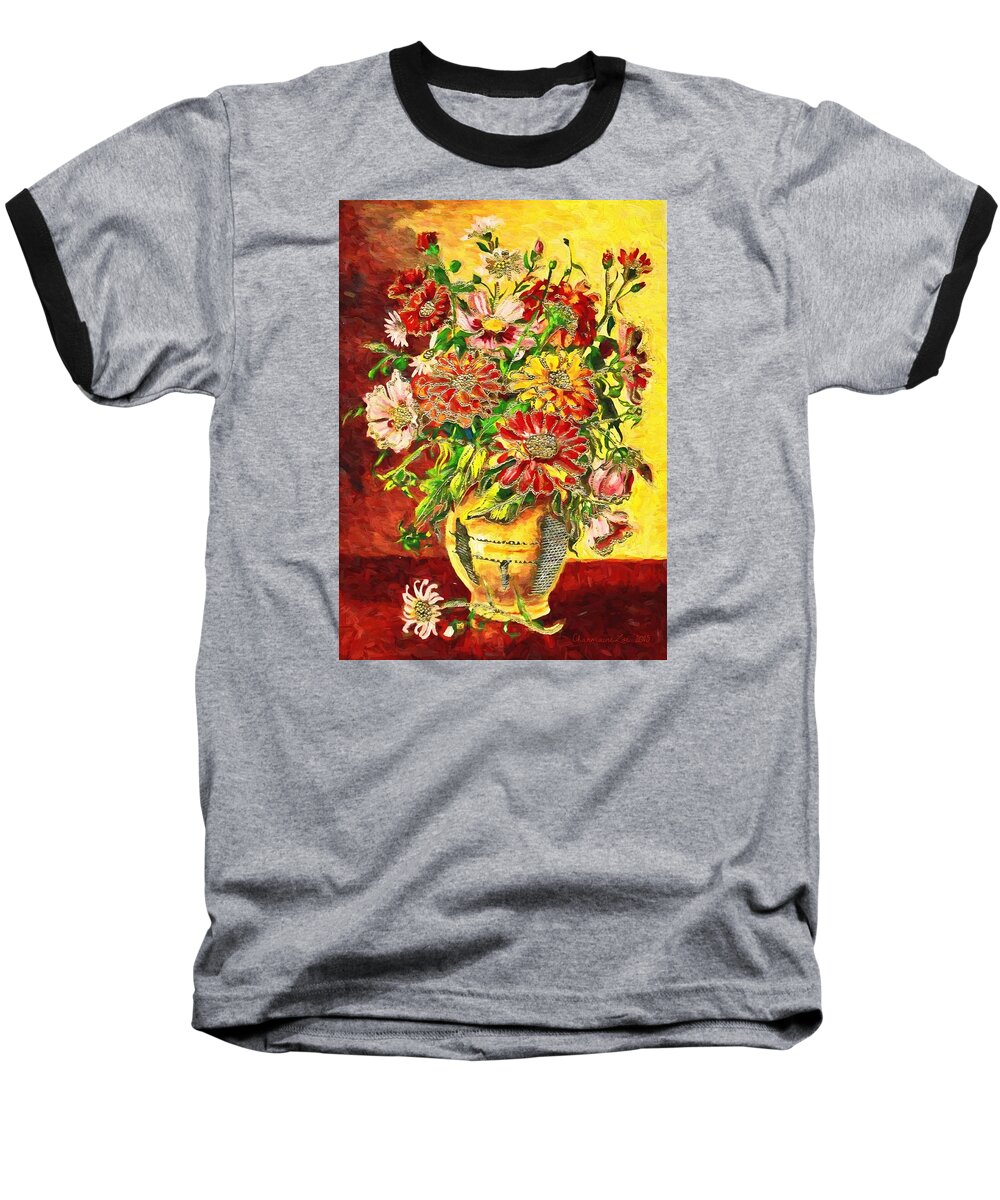 Flowers Baseball T-Shirt featuring the digital art Vase of Flowers by Charmaine Zoe
