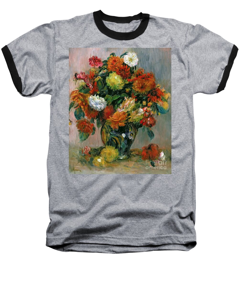 Vase Baseball T-Shirt featuring the painting Vase of Flowers by Pierre Auguste Renoir