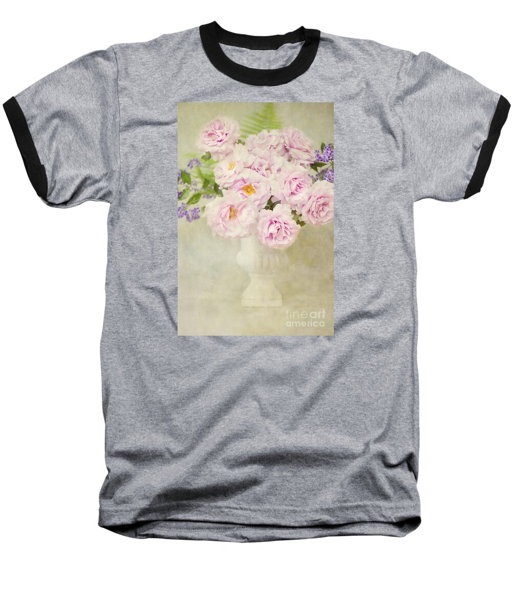 Roses Baseball T-Shirt featuring the photograph Vase of Pink Roses by Susan Gary