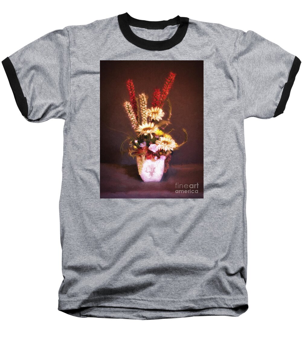 Fine Art Photography Baseball T-Shirt featuring the photograph Vase With Flowers ... by Chuck Caramella