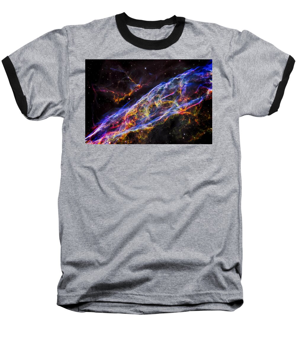 The Universe Baseball T-Shirt featuring the photograph Veil Nebula - Rainbow Supernova by Jennifer Rondinelli Reilly - Fine Art Photography