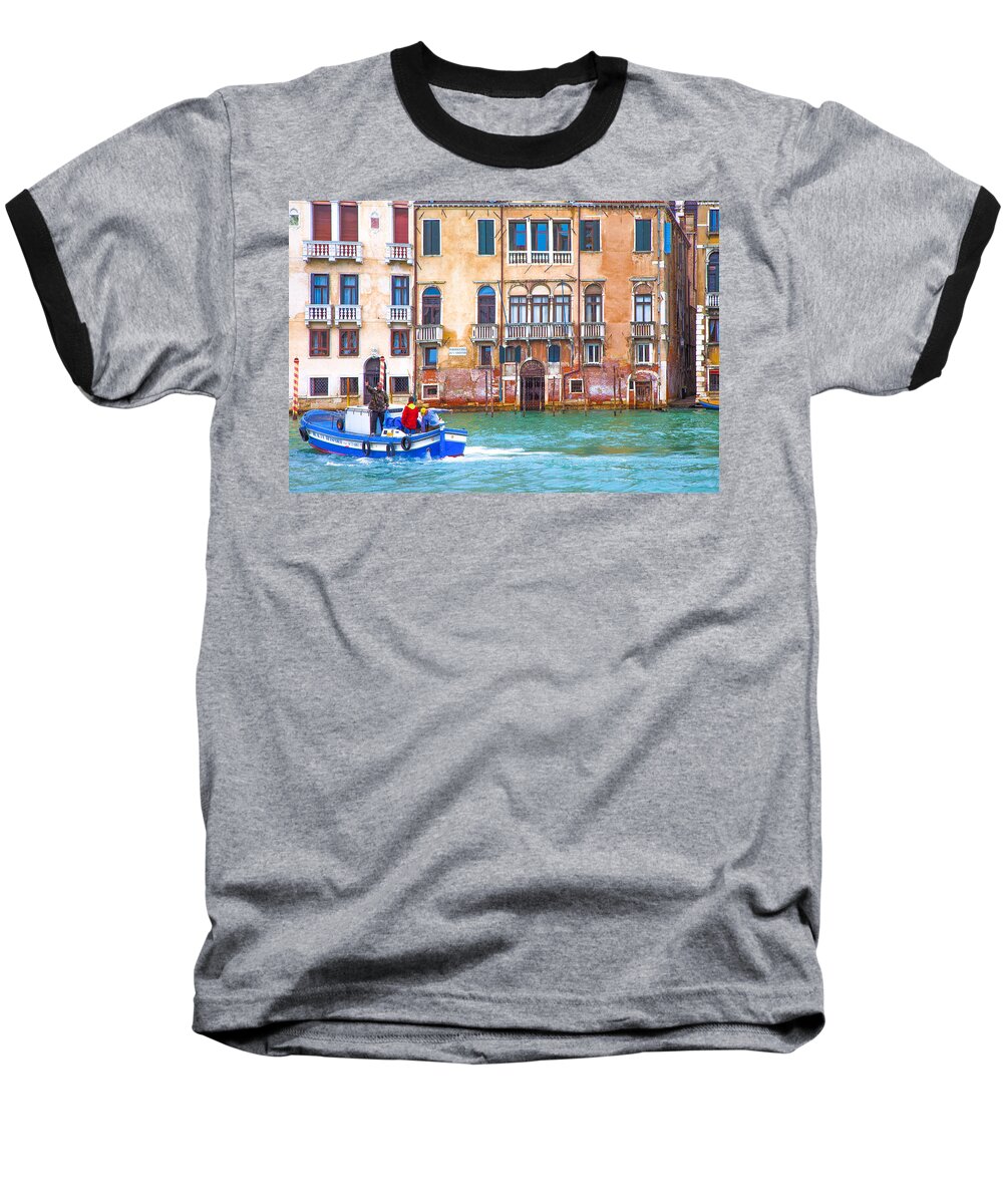 Italy Baseball T-Shirt featuring the photograph Venice Boat Under The Rain by Jean-luc Bohin