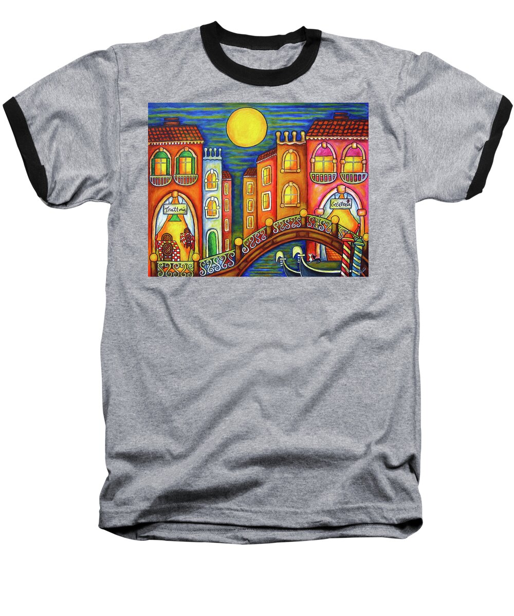 Colourful Baseball T-Shirt featuring the painting Venice Soiree by Lisa Lorenz