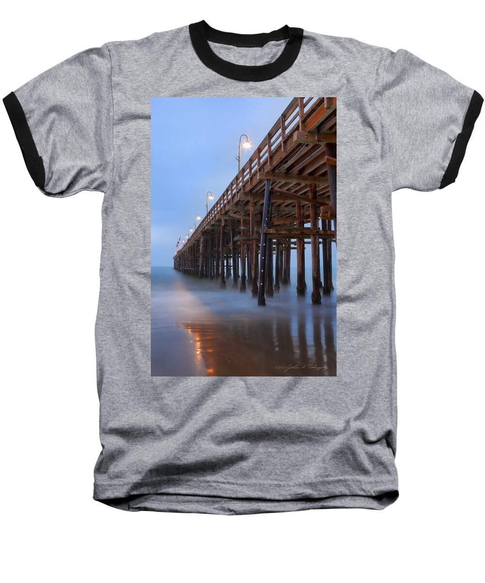 Pier Baseball T-Shirt featuring the photograph Ventura CA Pier at Dawn by John A Rodriguez