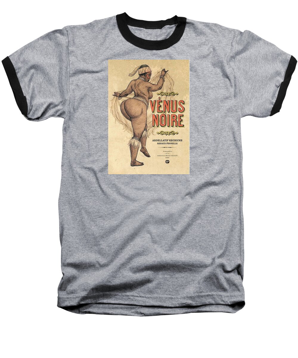 Black Americana Baseball T-Shirt featuring the digital art Venus Noire by Kim Kent