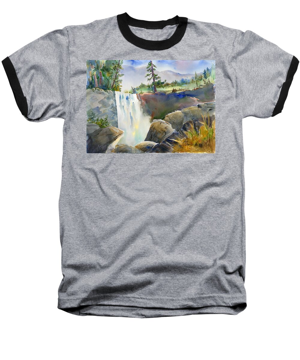 Vernal Falls Baseball T-Shirt featuring the painting Vernal Falls by Joan Chlarson