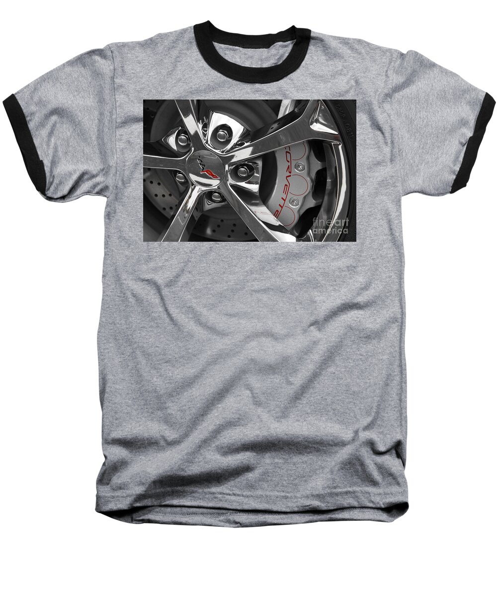 Transportation Baseball T-Shirt featuring the photograph Vette Wheel by Dennis Hedberg