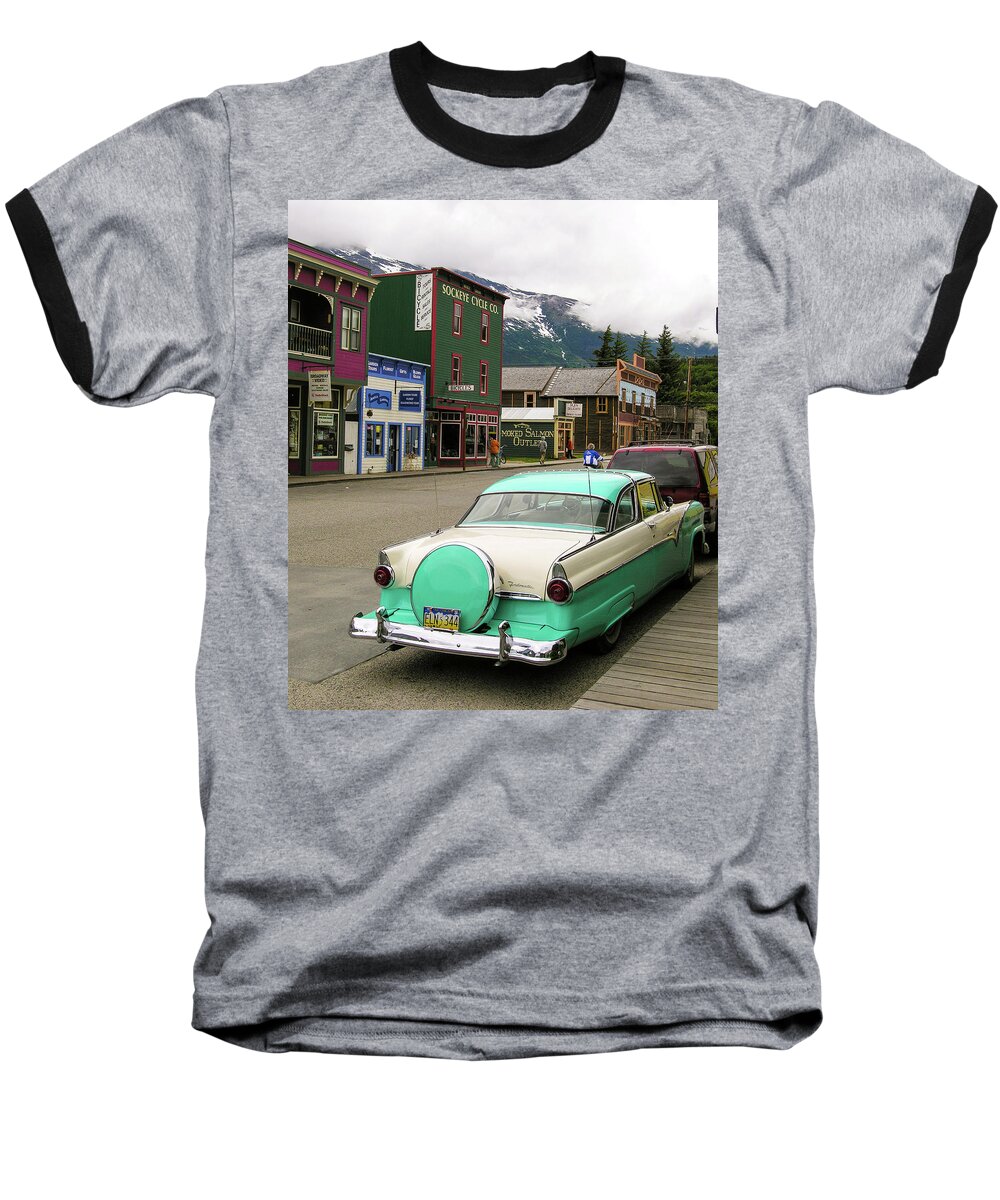 Ford Baseball T-Shirt featuring the photograph Vicky in Skagway by Jim Mathis