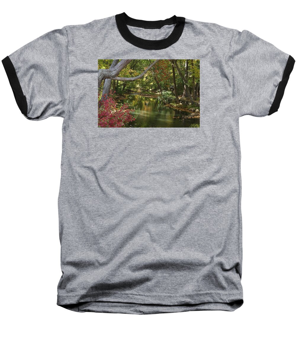River Baseball T-Shirt featuring the photograph View of the Mill River by Margie Avellino