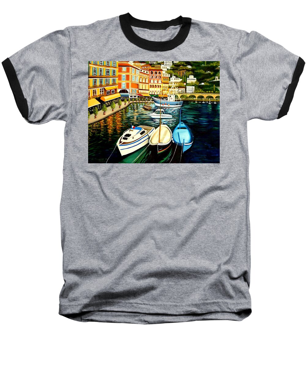 Landscape Baseball T-Shirt featuring the painting Villa Franche by Elizabeth Robinette Tyndall
