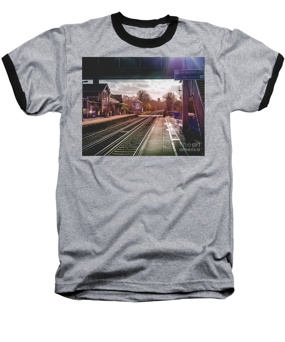 Train Baseball T-Shirt featuring the photograph The Village Train Station by Perry Rodriguez