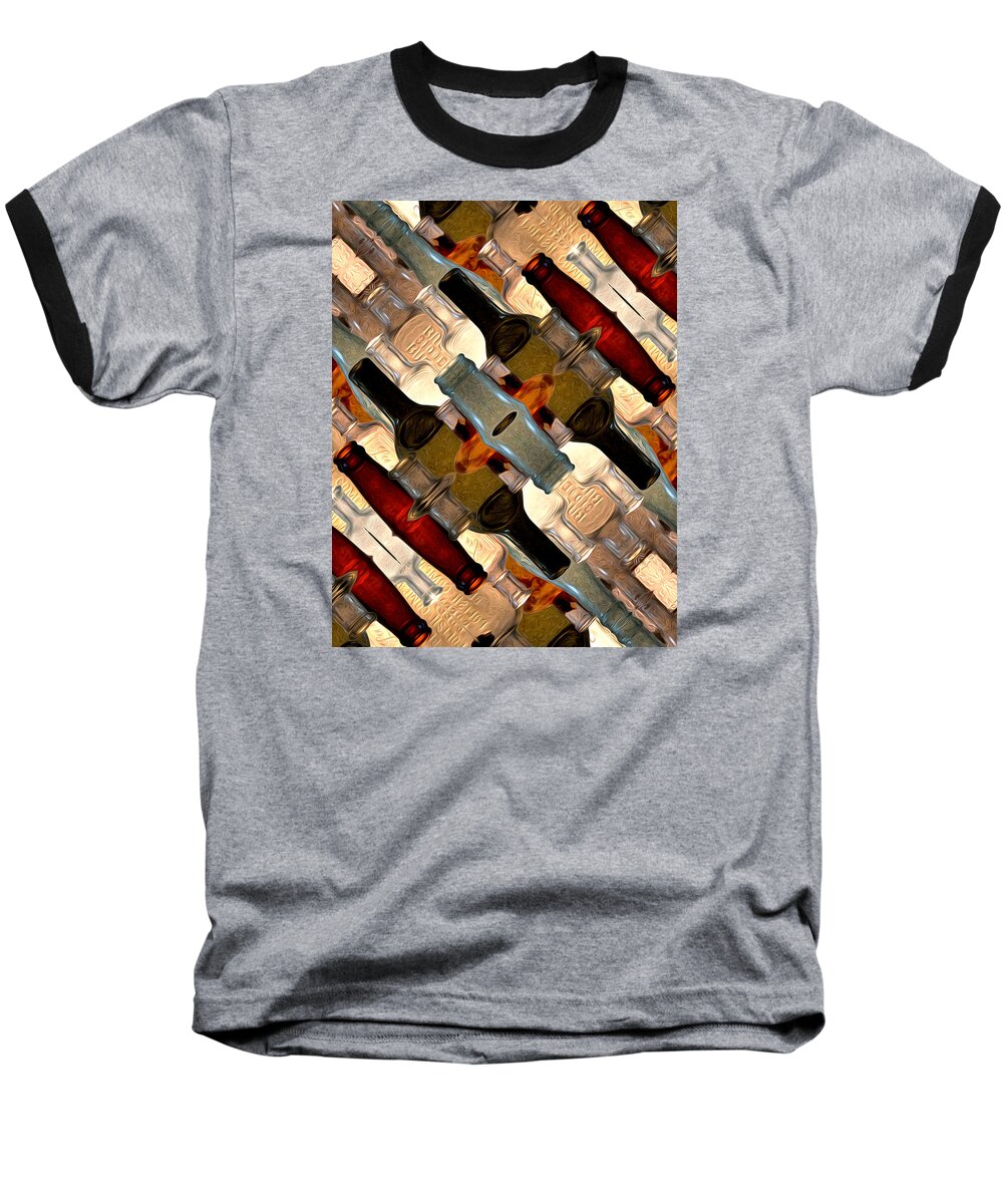 Bottle Baseball T-Shirt featuring the digital art Vintage Bottles Abstract by Phil Perkins