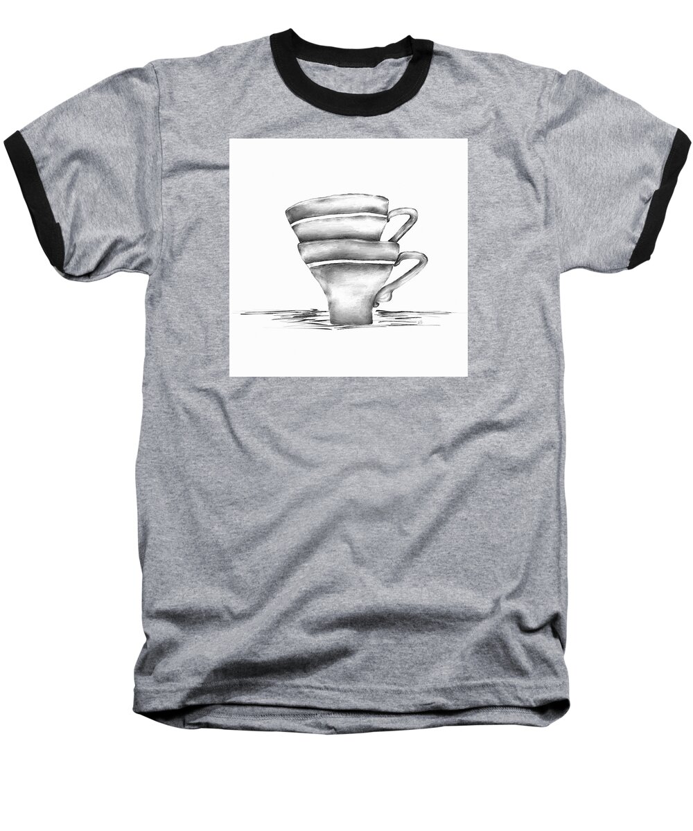 Cups Baseball T-Shirt featuring the digital art Vintage Cups by Brenda Bryant