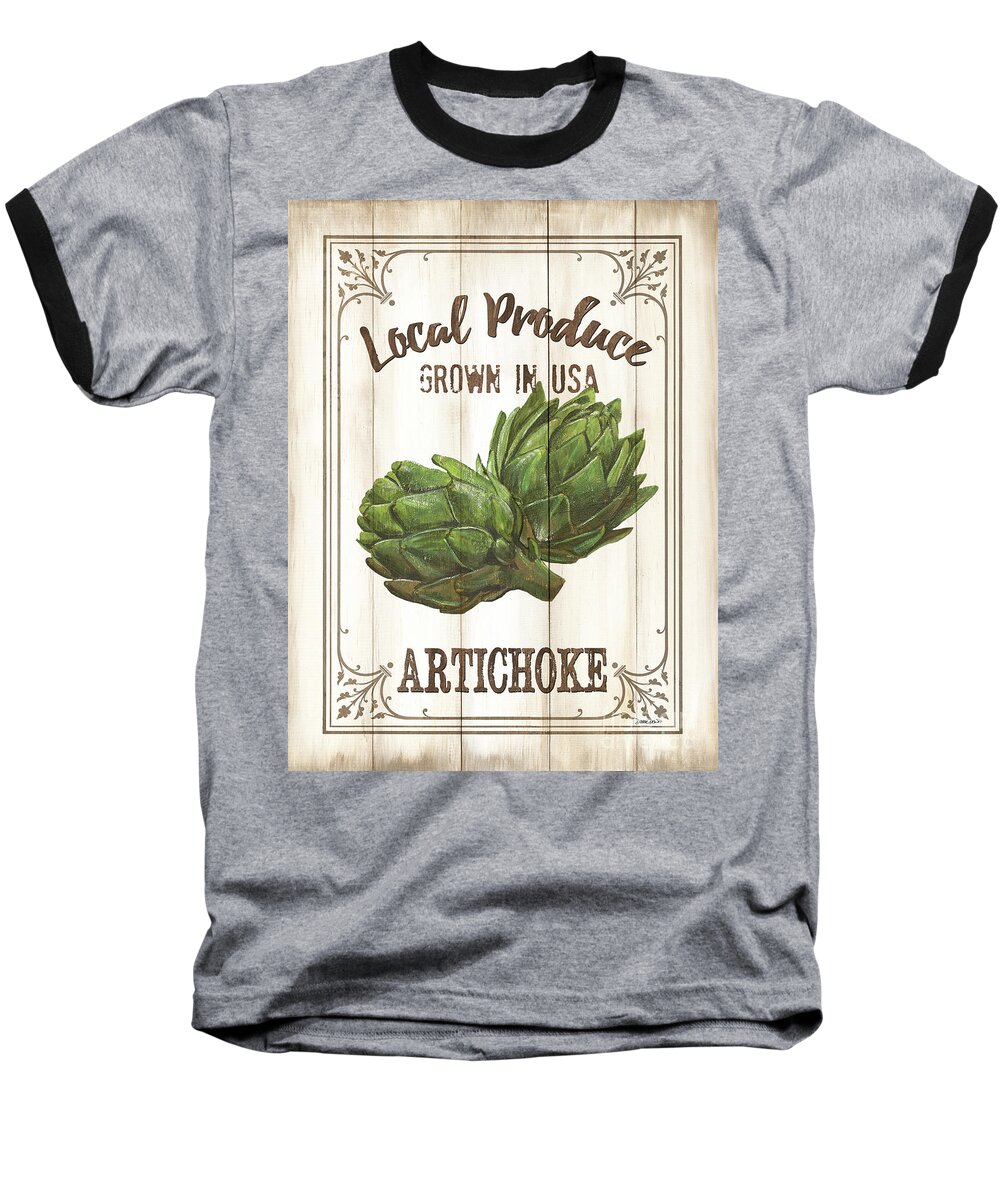Artichoke Baseball T-Shirt featuring the painting Vintage Fresh Vegetables 2 by Debbie DeWitt