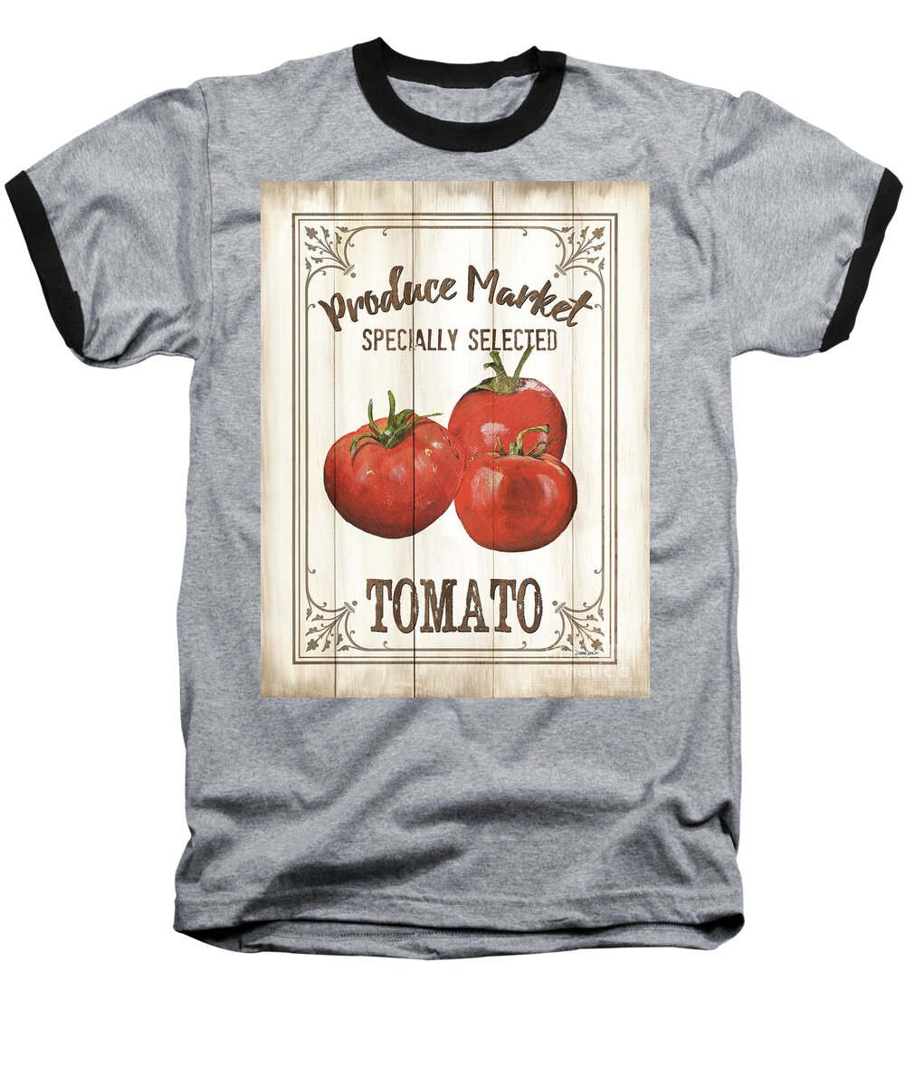 Tomatoes Baseball T-Shirt featuring the painting Vintage Fresh Vegetables 4 by Debbie DeWitt