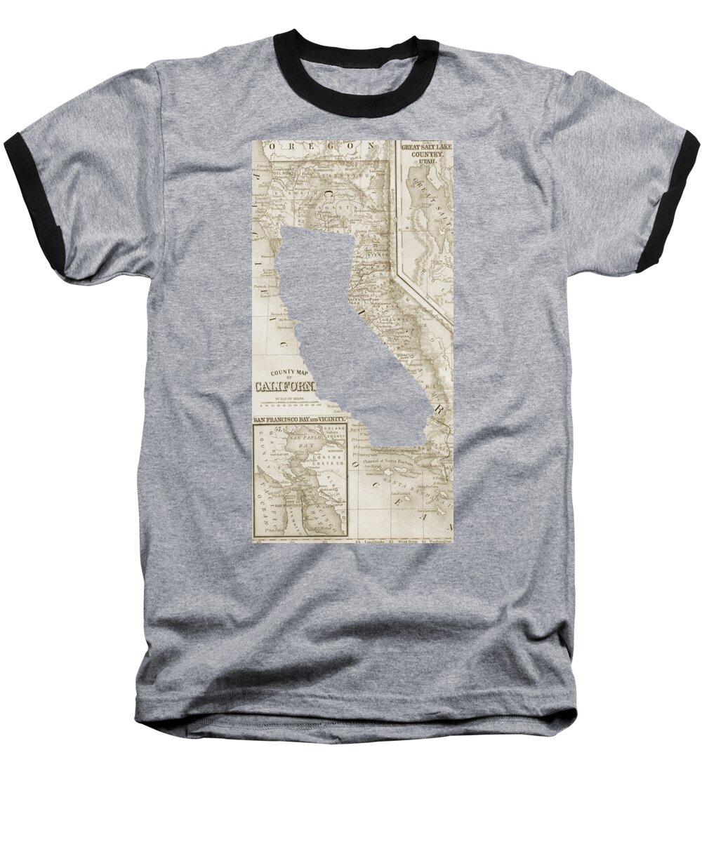 Map Baseball T-Shirt featuring the digital art Vintage Map of California Phone Case by Edward Fielding
