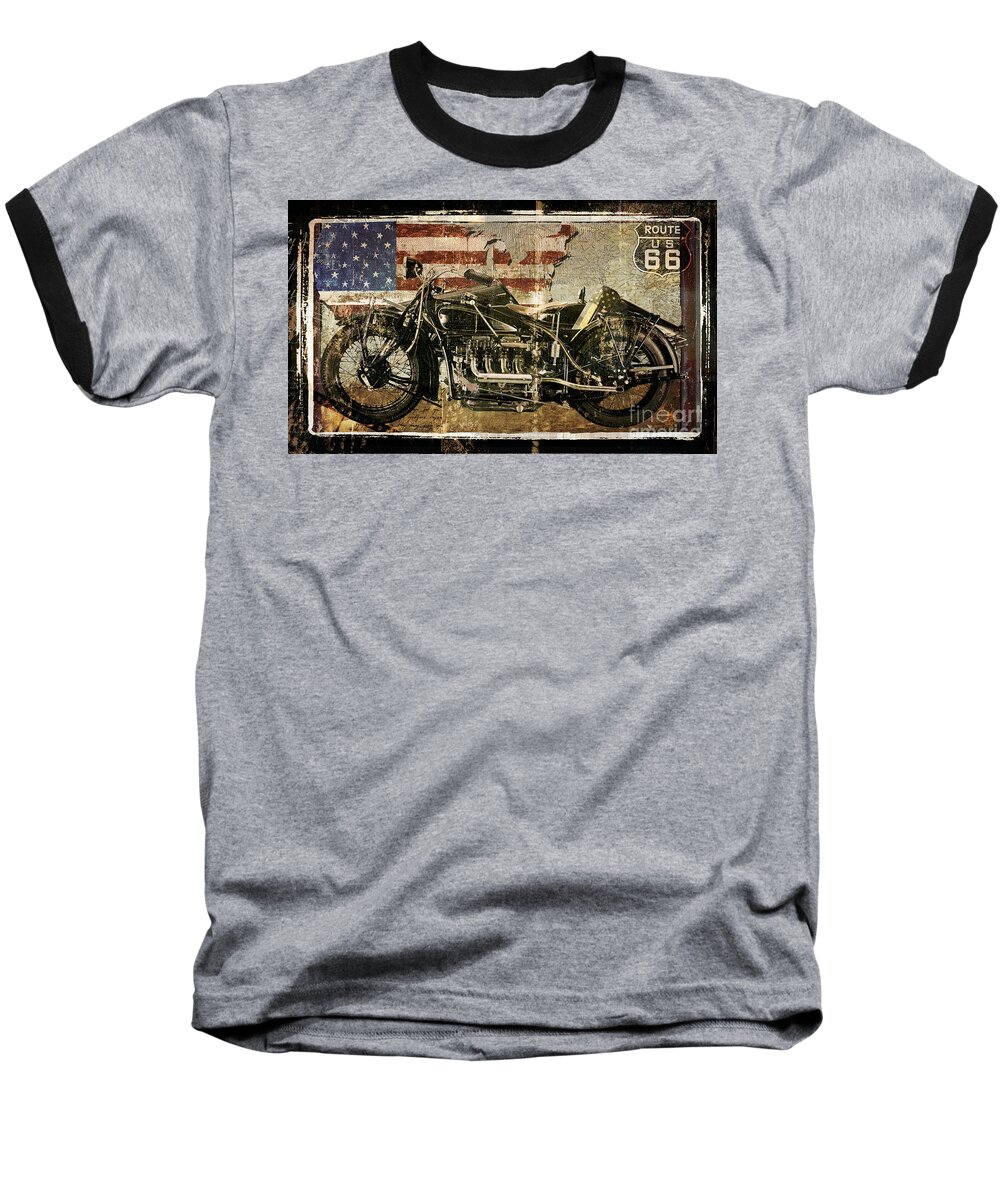 Motorcycle Baseball T-Shirt featuring the painting Vintage Motorcycle Unbound by Mindy Sommers