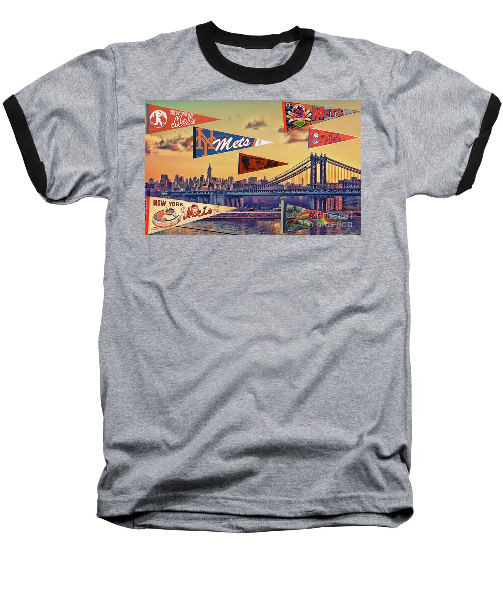 New York Baseball T-Shirt featuring the digital art Vintage New York Mets by Steven Parker