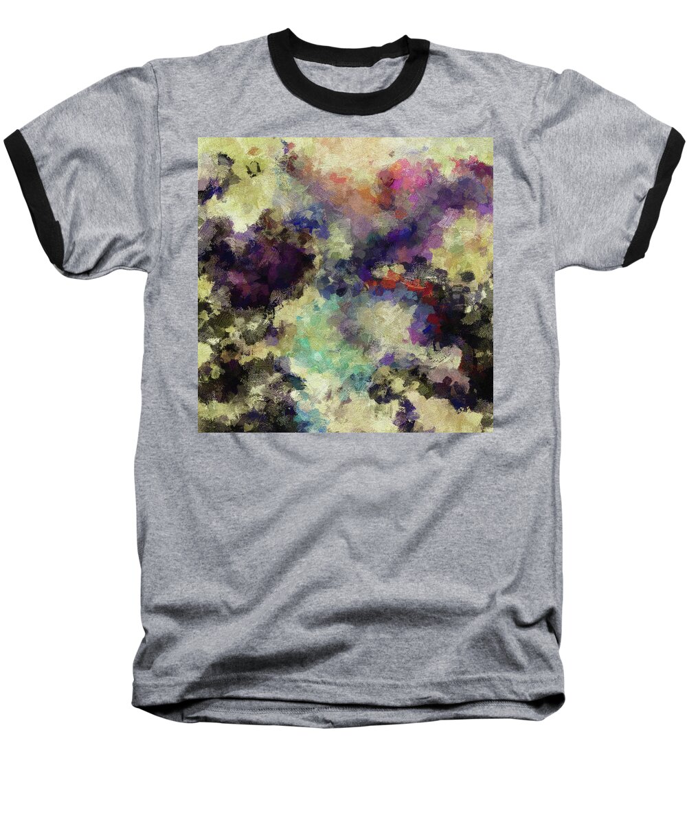 Abstract Baseball T-Shirt featuring the painting Violet Landscape Painting by Inspirowl Design