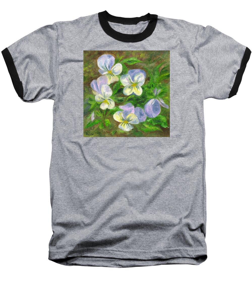 Flowers Baseball T-Shirt featuring the painting Violets by FT McKinstry
