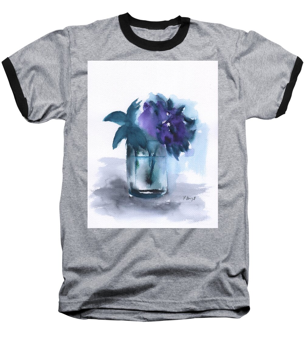 Violets In A Glass Abstract Baseball T-Shirt featuring the painting Violets In A Glass Abstract by Frank Bright