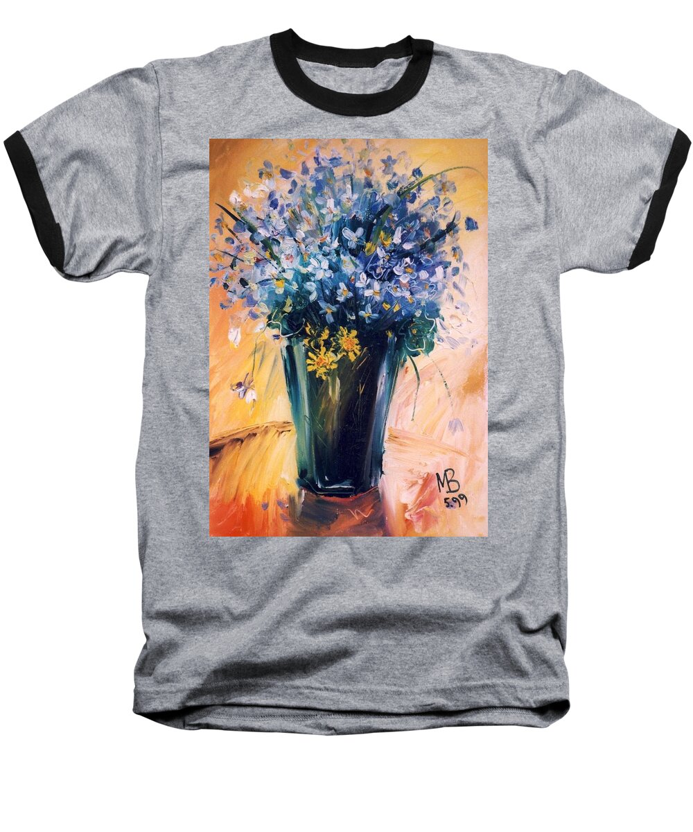  Baseball T-Shirt featuring the painting Violets by Mikhail Zarovny